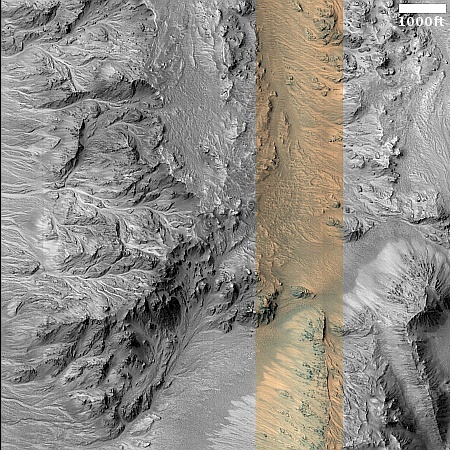 Myriad flows in a crater rim