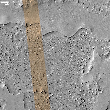 Eroding lava in Mars' volcano country
