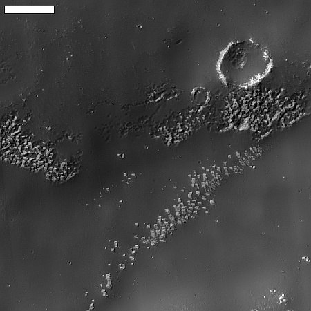 Bright material on top of a Martian mountain