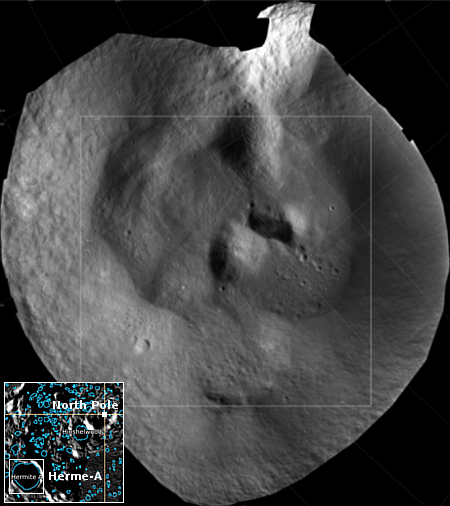 The permanently shadowed floor of Hermes-A crater, as seen by Shadowcam