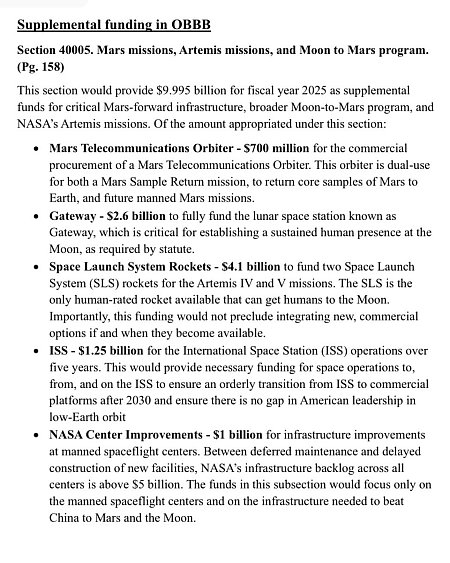 Senate NASA budget increases