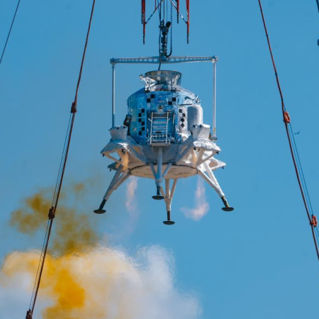 China's manned lunar lander during landing and take-off tests
