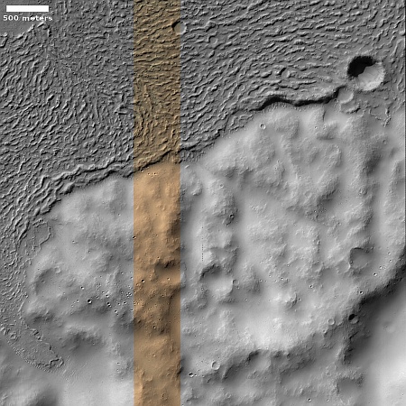 When Martian lava meets a Martian mountain
