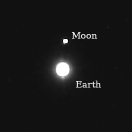 Earth and Moon, as seen by Psyche