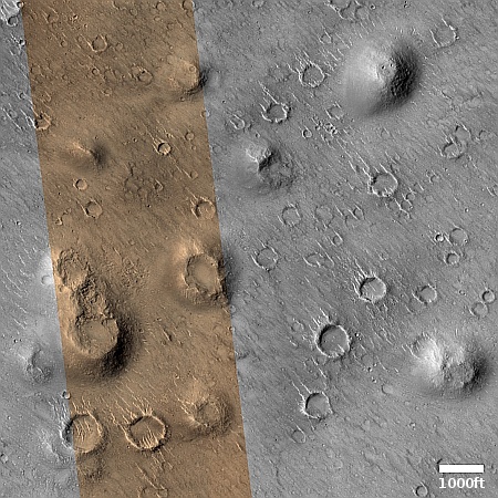 A Martian landscape of volcanic pimples