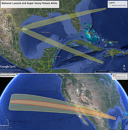 The planned return trajectories for both Superheavy and Starship