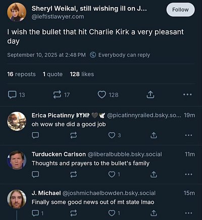 The left's response to murder is to celebrate it