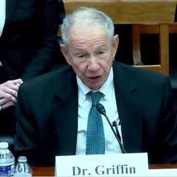 Former NASA administrator Mike Griffin speaking at the hearing