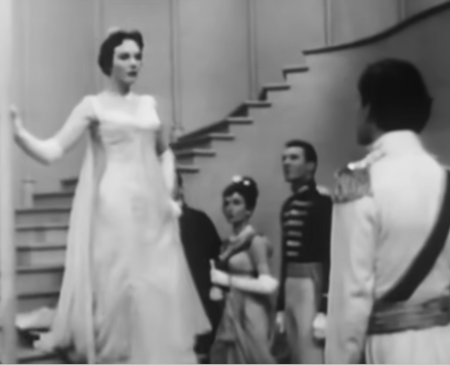 Julie Andrews as Cinderella, making her grand entrance at the ball