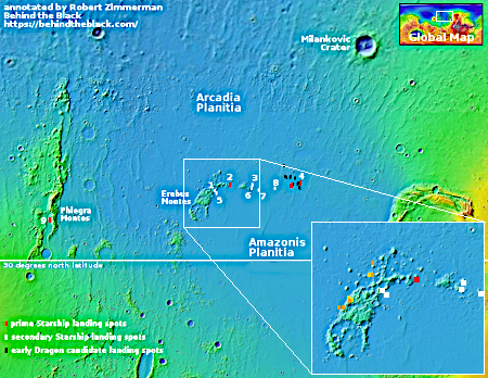 Map of rotorcraft images in Starship landing zone
