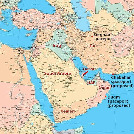 Active and proposed Middle East spaceports