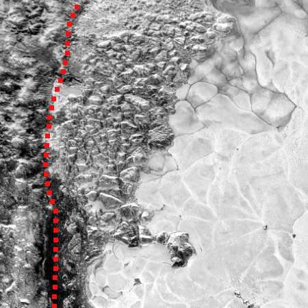 Ice mountains floating in nitrogen sea on Pluto