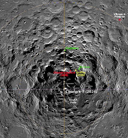 Landing sites at the Moon's South Pole
