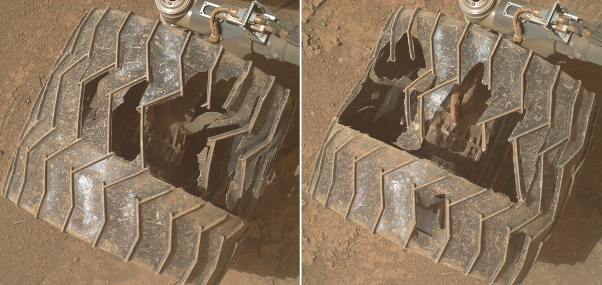 Close-up of the wheel in the worst condition