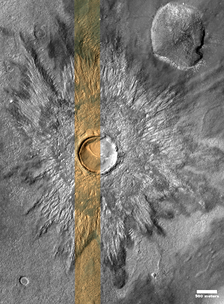 Crater in the Starship landing zone on Mars
