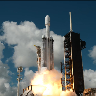 Falcon Heavy at lift-off today