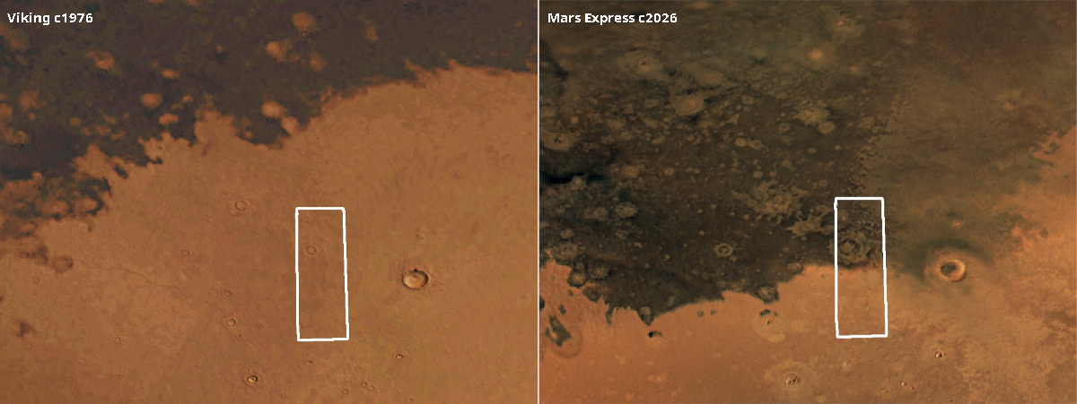 Viking and Mars Express images side-by-side for comparison