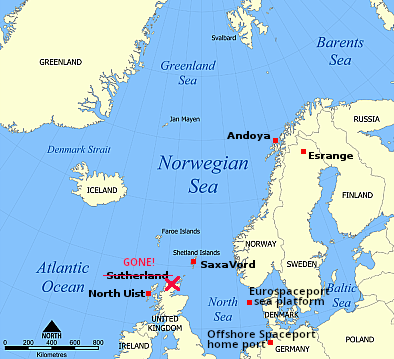 Proposed or active spaceports in north Europe