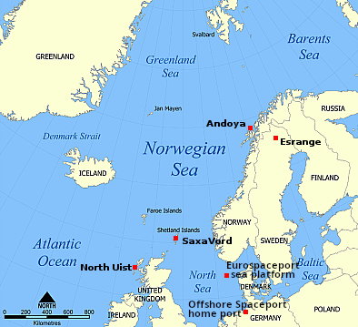 Proposed or active spaceports in north Europe