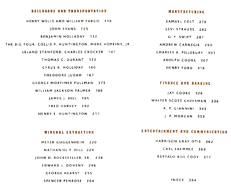 table of contents