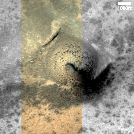 Small flows on the flanks of a small isolated Martian mound
