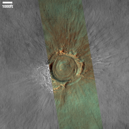 Crater impact in the ice sheets of the northern Martian lowlands