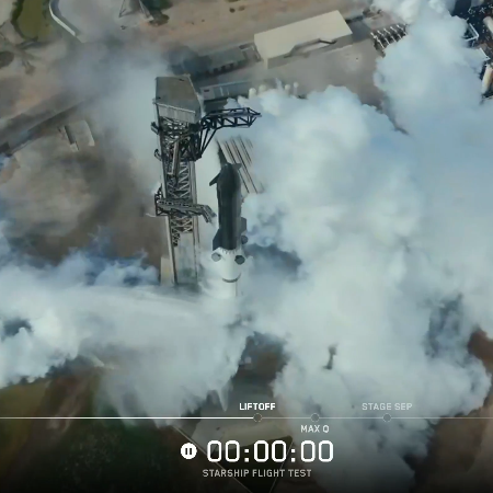 Starship/Superheavy today, just after engine abort