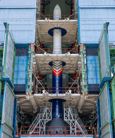 Vikram-1 stacked on the launchpad